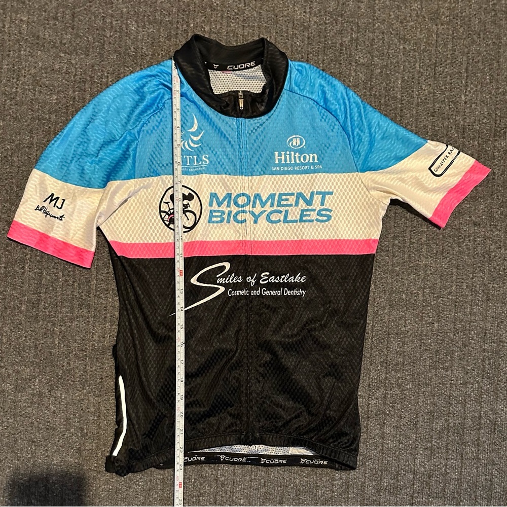 Women's Cycling Jersey - Blue, Pink, Black - Picture 4 of 8